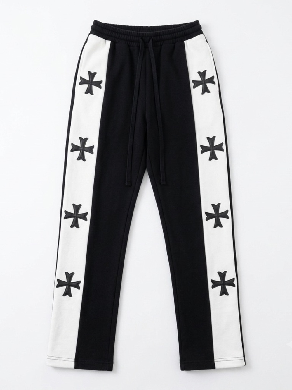 Black & White Star Stripe Track Pants